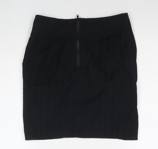 Miss Selfridge Womens Black Polyester A-Line Skirt Size 10 Zip