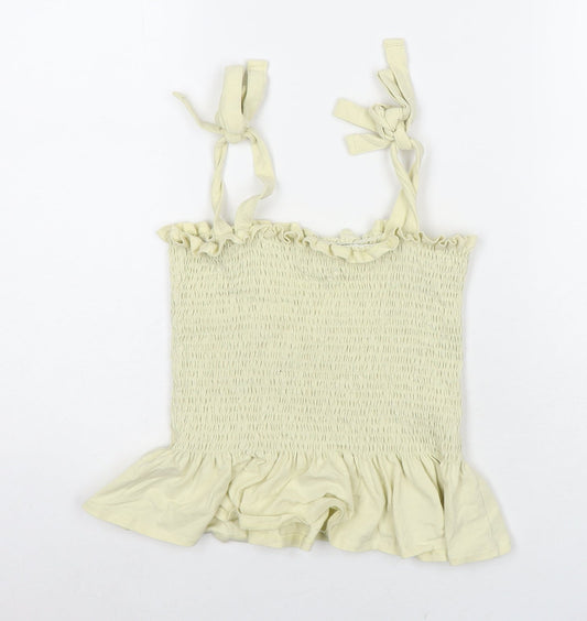 Brave Soul Womens Yellow Cotton Basic Blouse Size S Square Neck