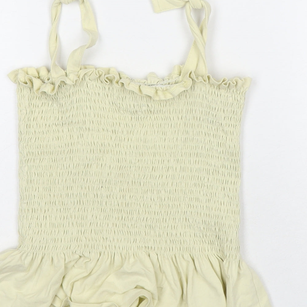 Brave Soul Womens Yellow Cotton Basic Blouse Size S Square Neck