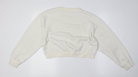 Zara Womens Ivory Cotton Pullover Sweatshirt Size M