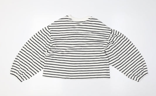 Marks and Spencer Girls Ivory Crew Neck Spotted Cotton Pullover Jumper Size 10-11 Years