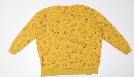 Disney Womens Yellow Cotton Pullover Sweatshirt Size L - Lion King