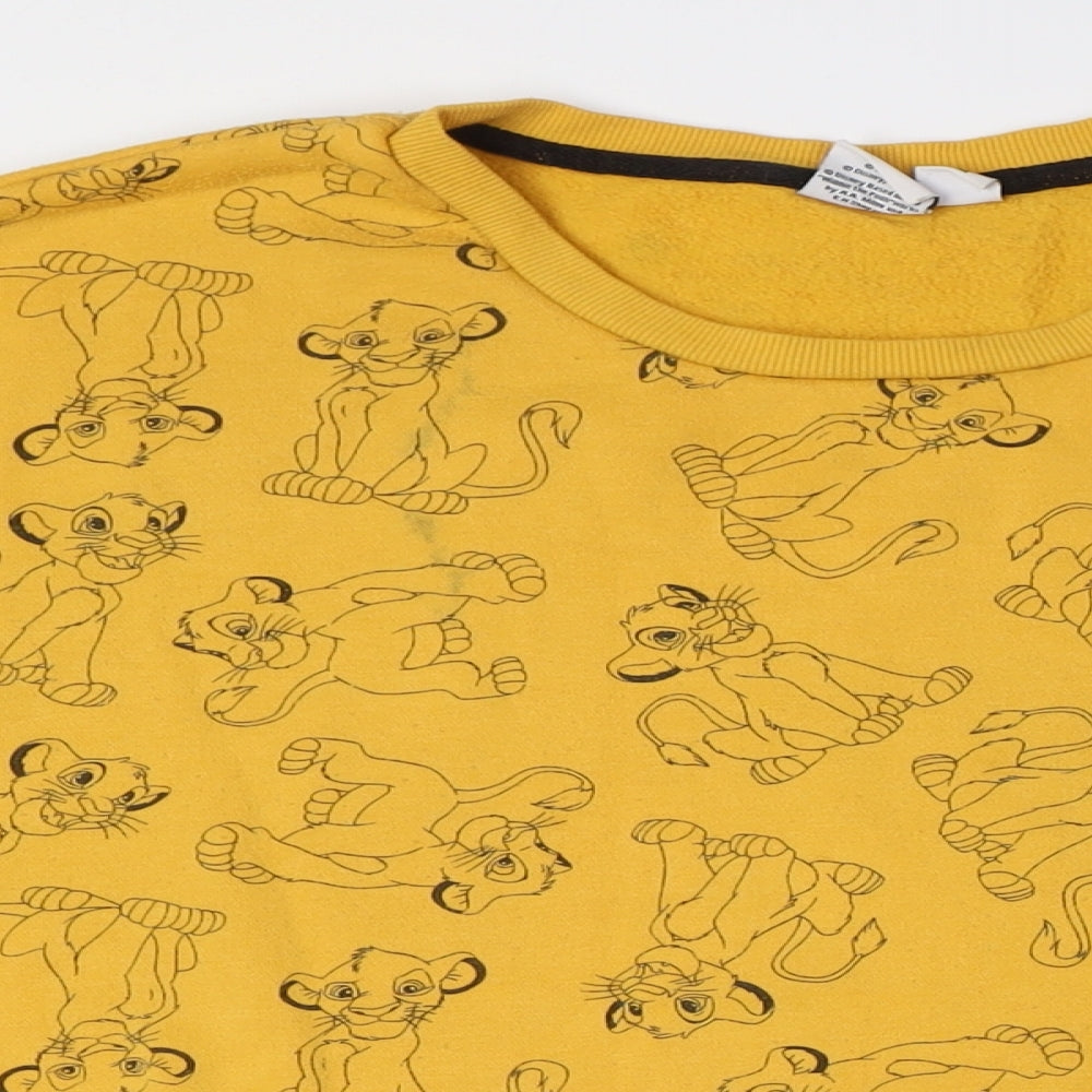 Disney Womens Yellow Cotton Pullover Sweatshirt Size L - Lion King