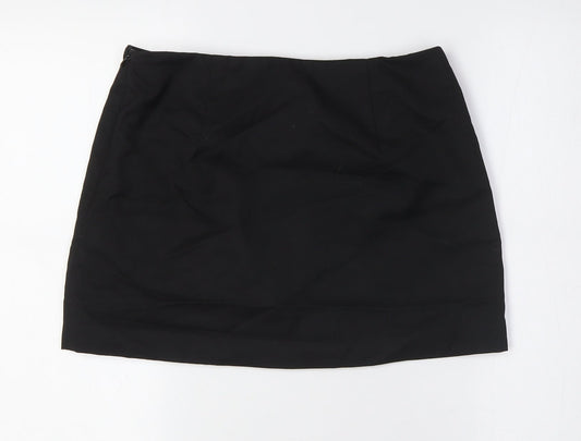 Divided by H&M Womens Black Polyester A-Line Skirt Size S Zip
