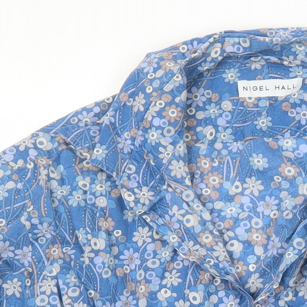 Nigel Hall Womens Multicoloured Floral 100% Cotton Basic Blouse Size L Collared