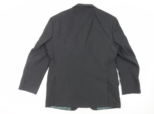 Marks and Spencer Mens Grey Striped Polyester Jacket Suit Jacket Size 40 Regular