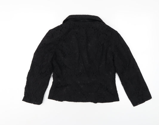 H&M Womens Black Jacket Blazer Size 8 Button