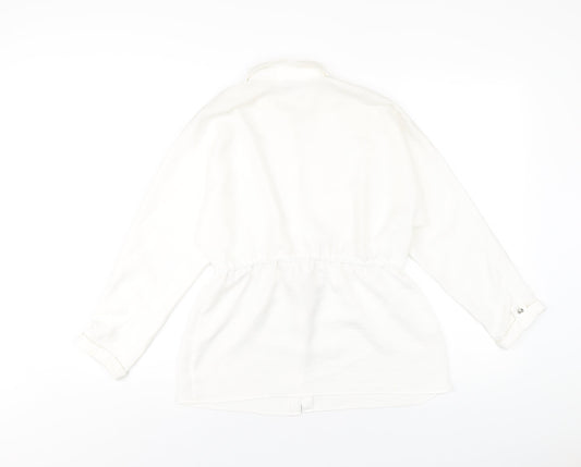 River Island Girls White Polyester Basic Button-Up Size 11-12 Years Collared Button