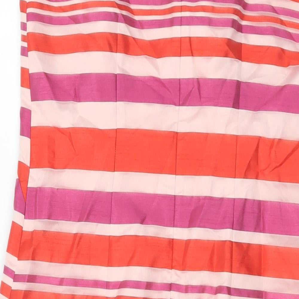 Brand and care label for Principles women’s multicoloured striped polyester sheath, size UK 10, round neck zip
