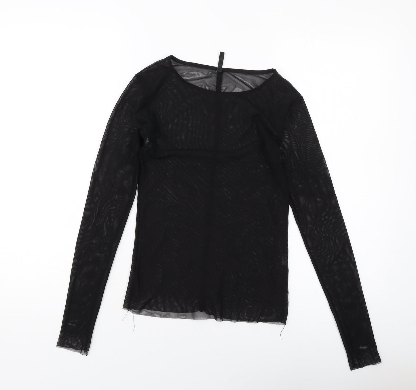 Stradivarius Womens Black Polyester Basic T-Shirt Size S Round Neck