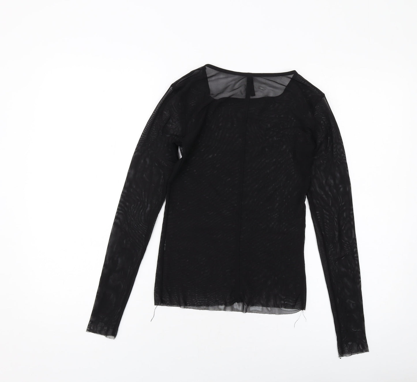 Stradivarius Womens Black Polyester Basic T-Shirt Size S Round Neck