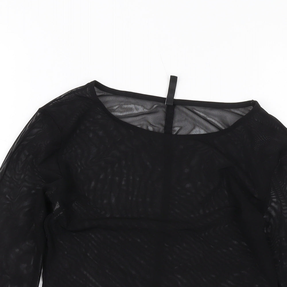 Stradivarius Womens Black Polyester Basic T-Shirt Size S Round Neck