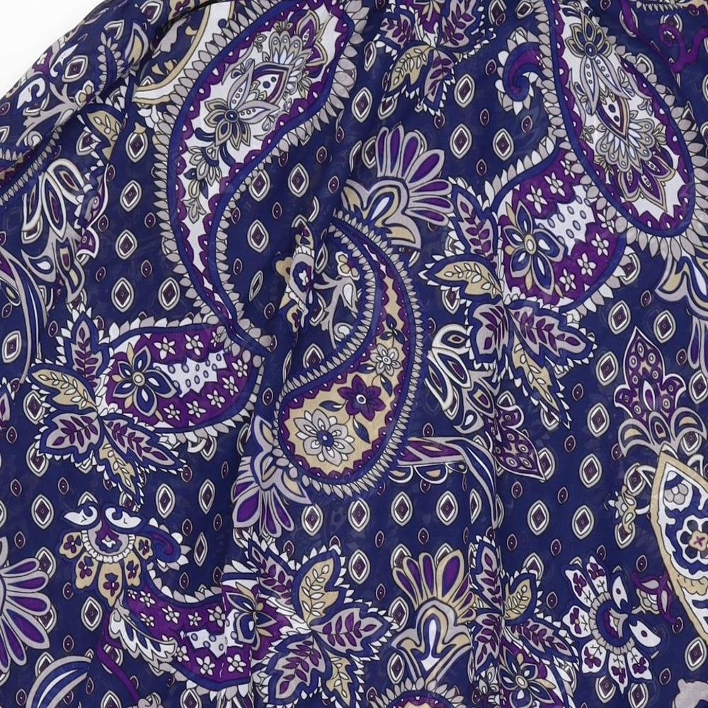 Ypours Womens Blue Geometric Polyester Basic Blouse Size 20 V-Neck