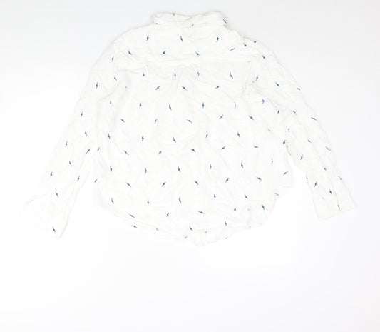 Khost Womens White Geometric Viscose Basic Blouse Size 16 Collared - Lightening Bolt Print