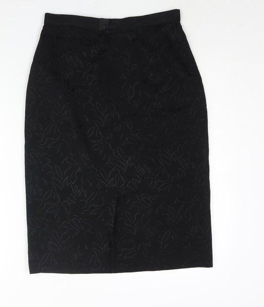 St Michael Womens Black Polyester Straight & Pencil Skirt Size 10 Zip