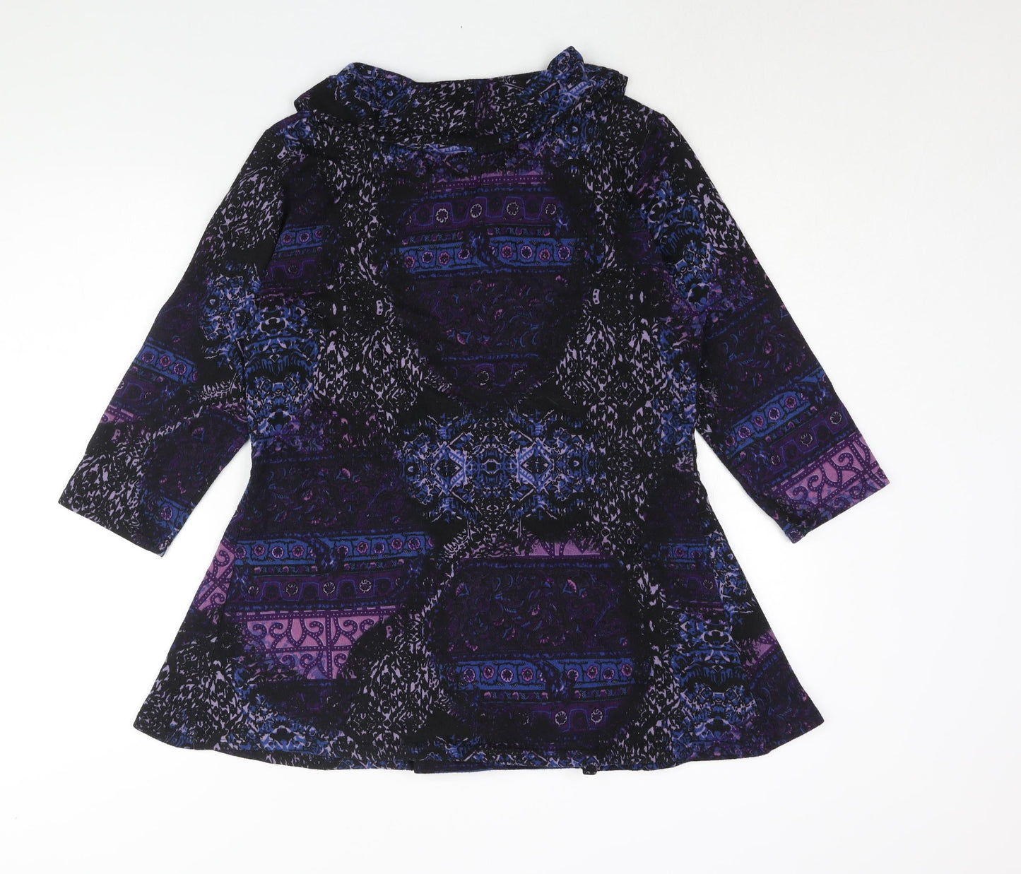 EWM Womens Multicoloured Geometric Polyester Basic Blouse Size 14 Roll Neck
