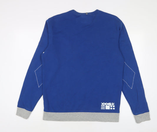 Crew Clothing Mens Blue Cotton Pullover Sweatshirt Size M - Logo, Embroidered