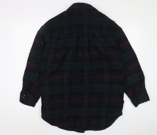 Bershka Womens Green Plaid Jacket Size XS Button