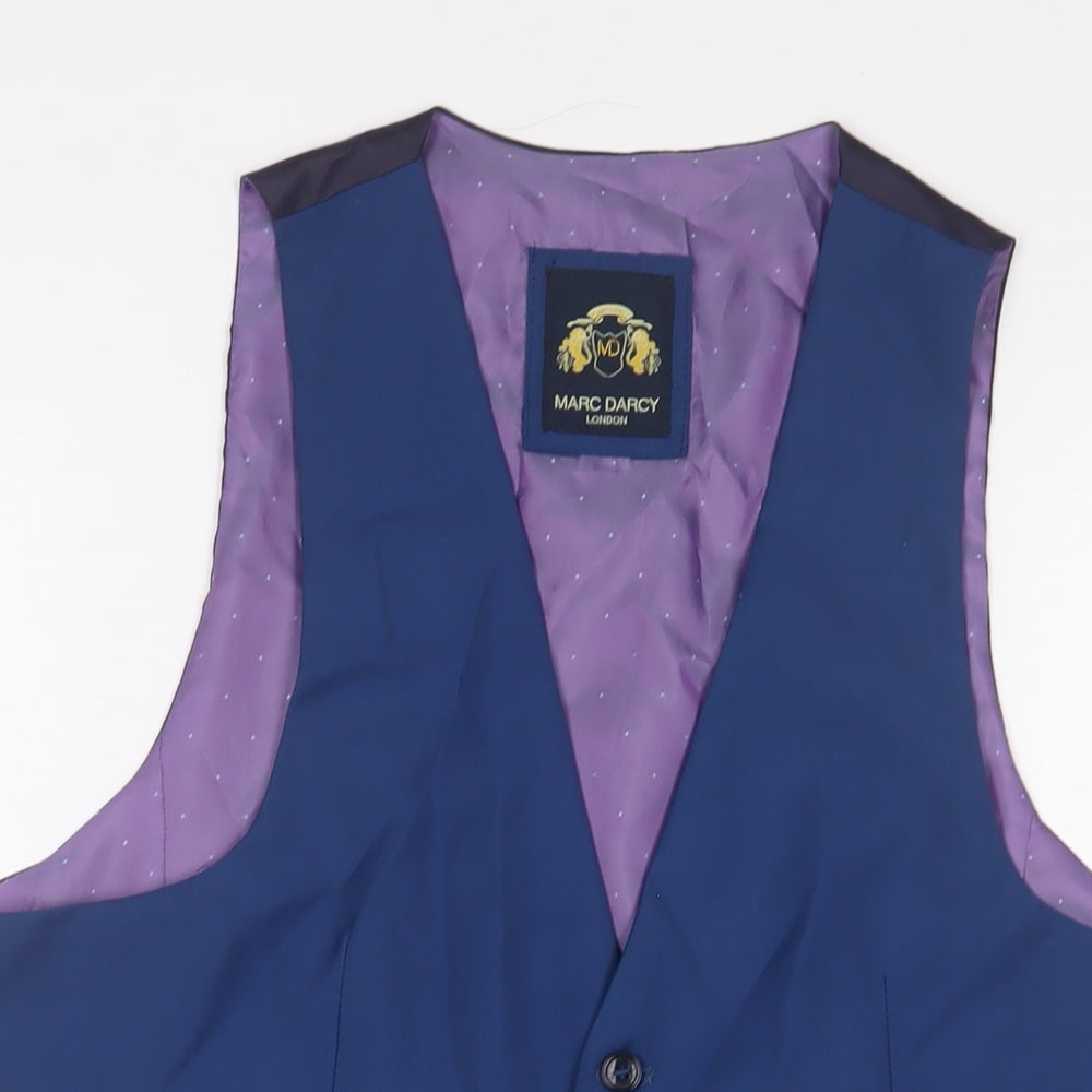 Marc Darcy Mens Blue Polyester Jacket Suit Waistcoat Size 40 Regular