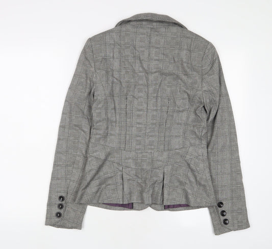 NEXT Womens Grey Plaid Jacket Blazer Size 8 Button
