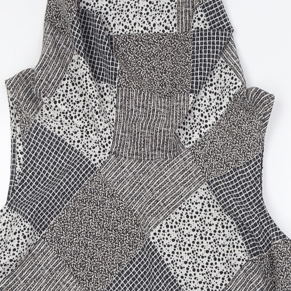 Paul Costelloe Womens Black Polyester Basic Button-Up Size L Cowl Neck