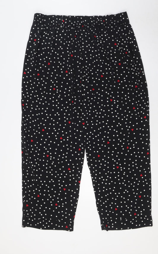 Marks and Spencer Womens Black Polka Dot Polyester Cami Pyjama Pants Size 18 - Hearts