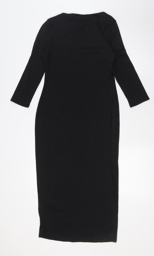 River Island Womens Black Polyester A-Line Size 10 V-Neck