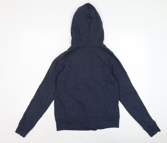 Hollister Womens Blue Cotton Pullover Hoodie Size M Button