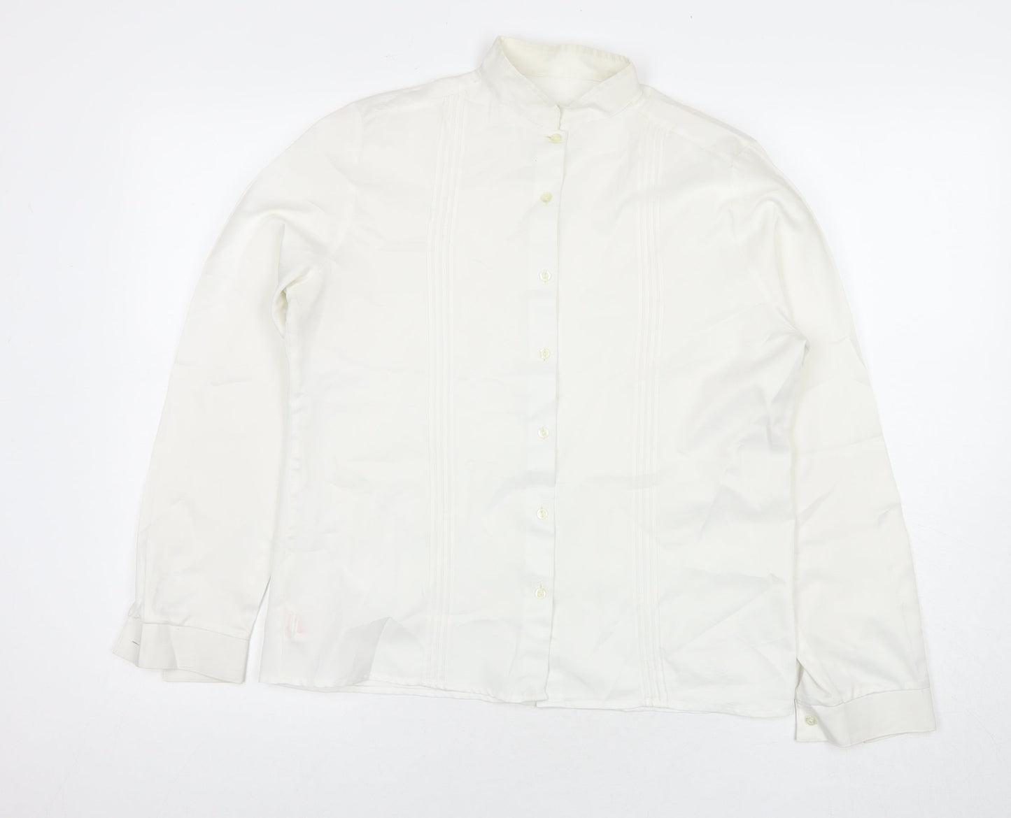 St Michael Womens White Polyester Basic Button-Up Size 14 Collared