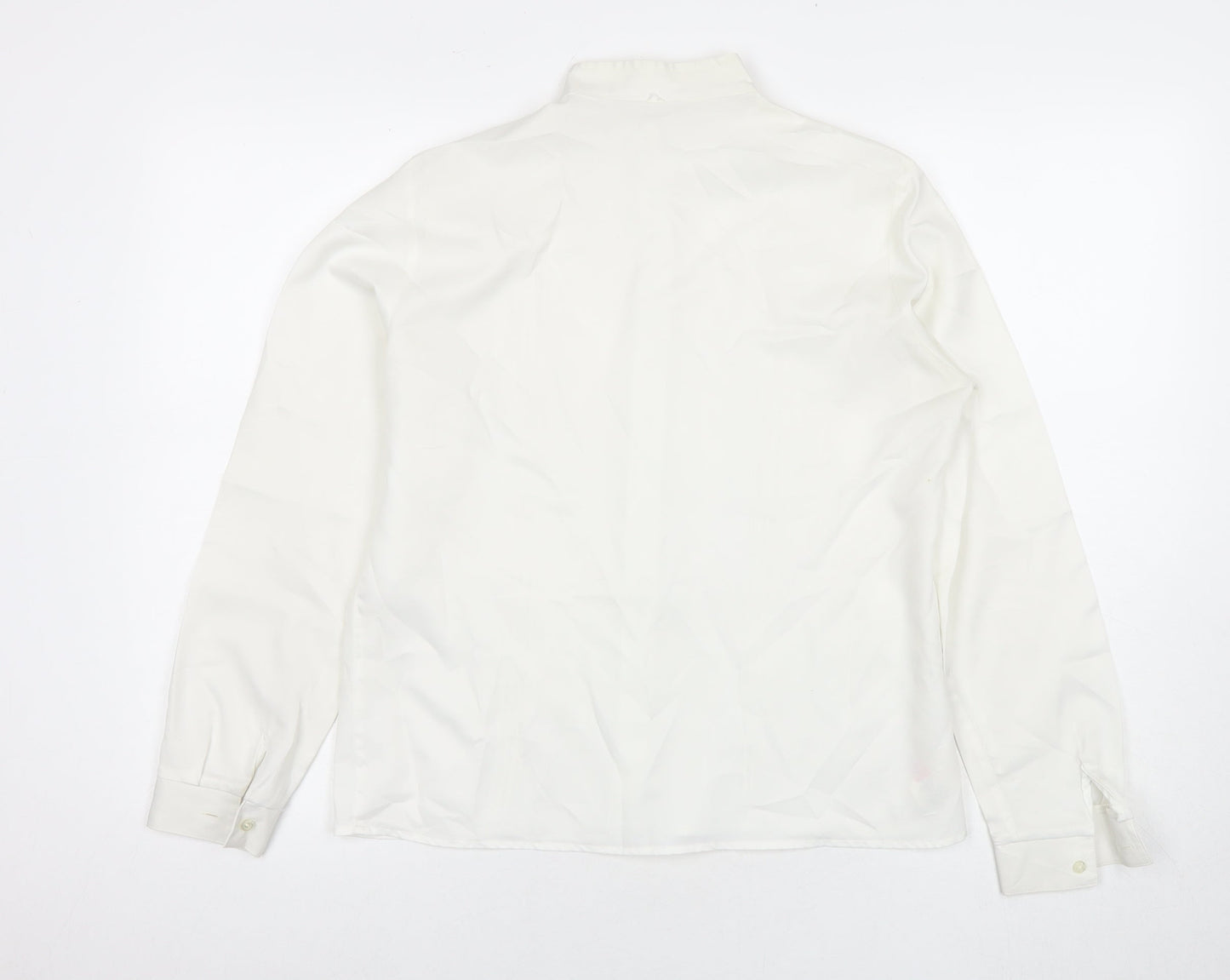 St Michael Womens White Polyester Basic Button-Up Size 14 Collared