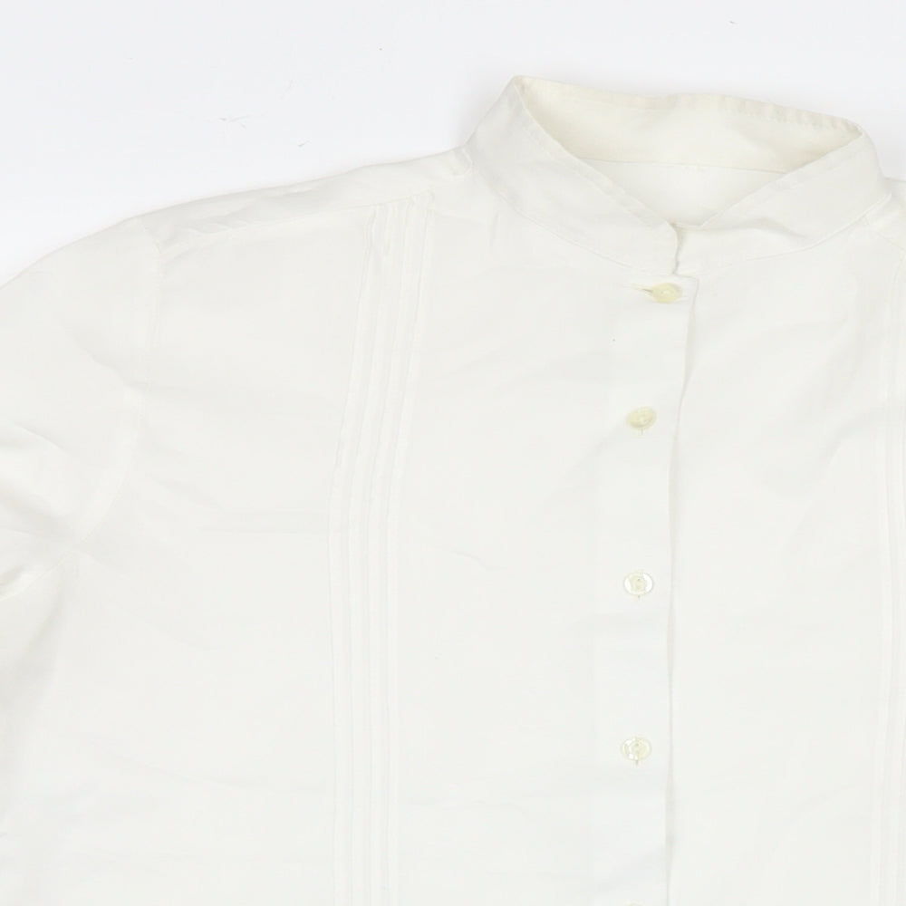St Michael Womens White Polyester Basic Button-Up Size 14 Collared