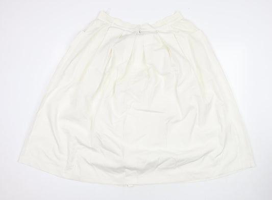 Debenhams Womens White Polyester A-Line Skirt Size 18 Zip - Pockets