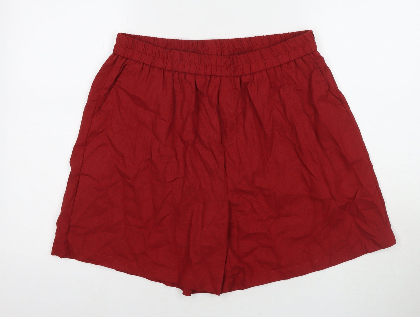 Mumianxiu Womens Red Viscose Basic Shorts Size 2XL L5 in Regular Pull On