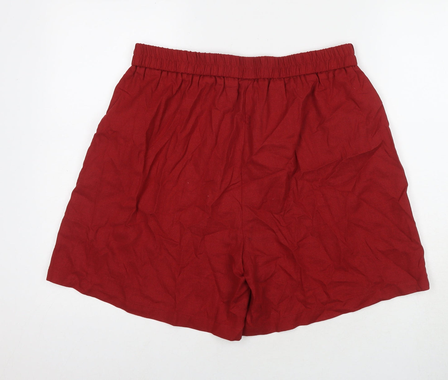 Mumianxiu Womens Red Viscose Basic Shorts Size 2XL L5 in Regular Pull On