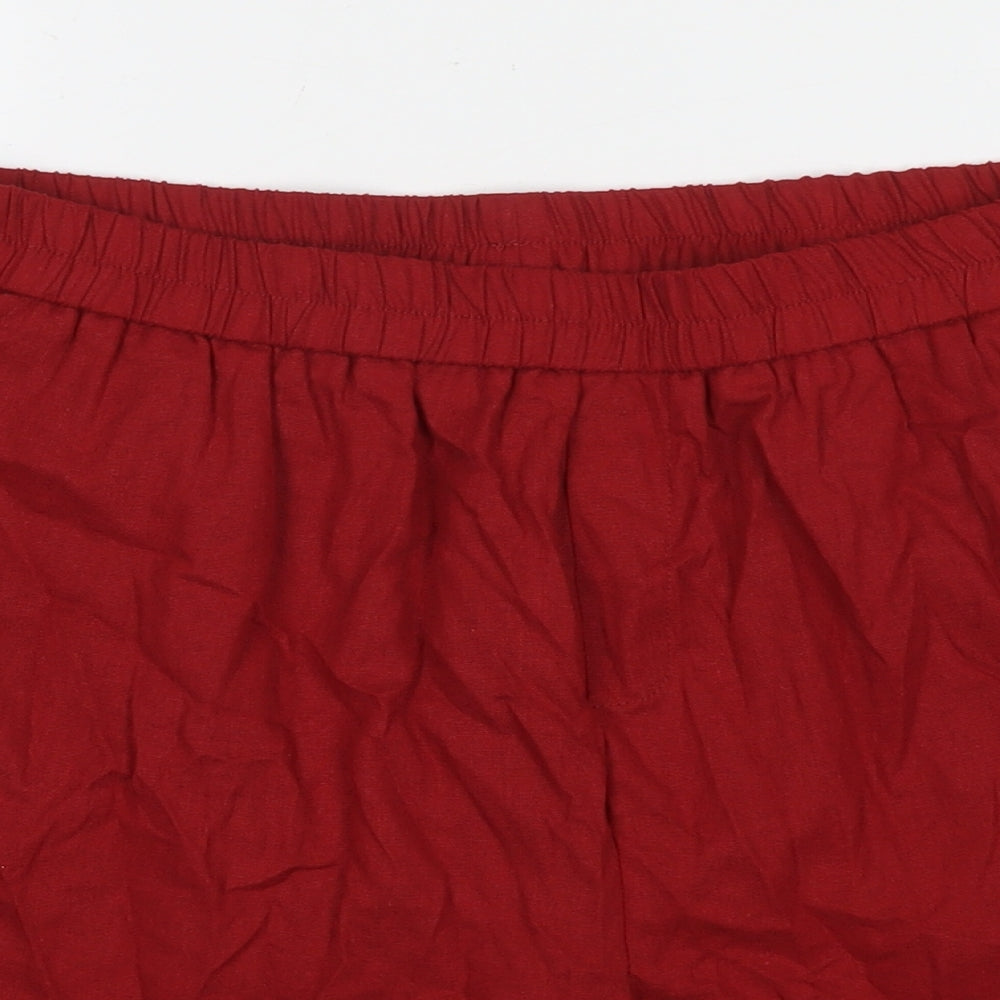 Mumianxiu Womens Red Viscose Basic Shorts Size 2XL L5 in Regular Pull On