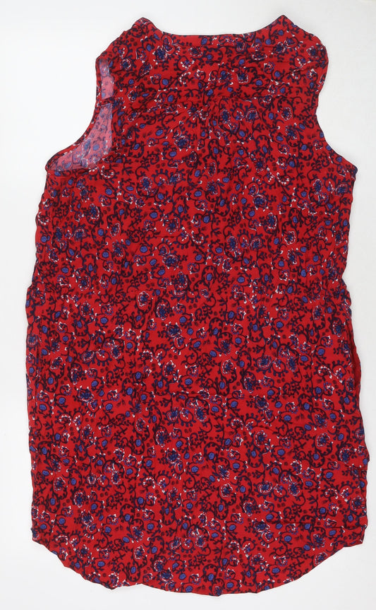Gap Womens Red Floral Viscose Tunic Blouse Size XL V-Neck