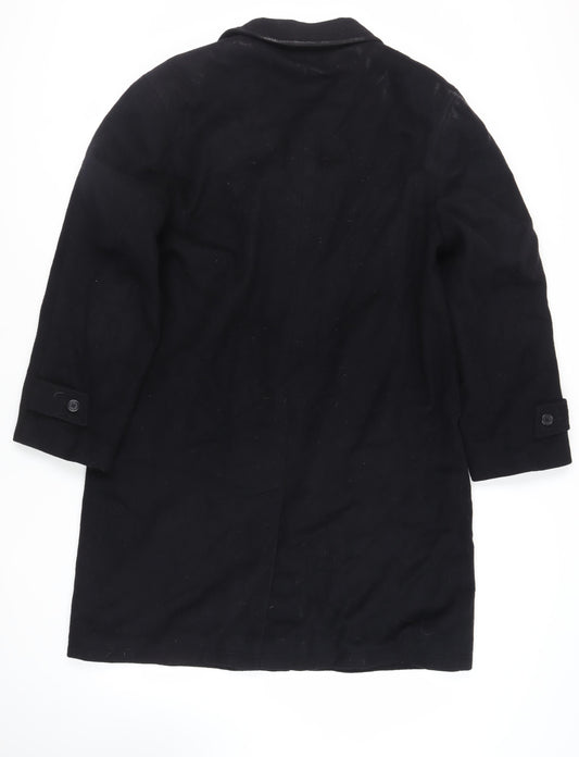 IMC Mens Black Overcoat Coat Size L Button