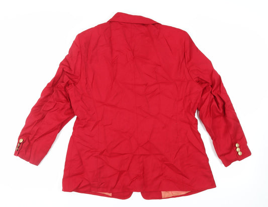 Gray Osbourn Womens Red Jacket Blazer Size 18 Button - Vintage