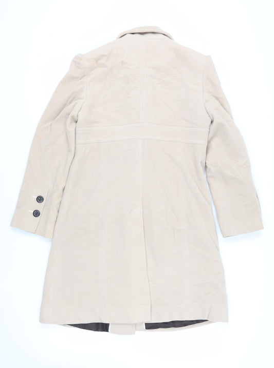 NEXT Womens Beige Pea Coat Coat Size 10 Button
