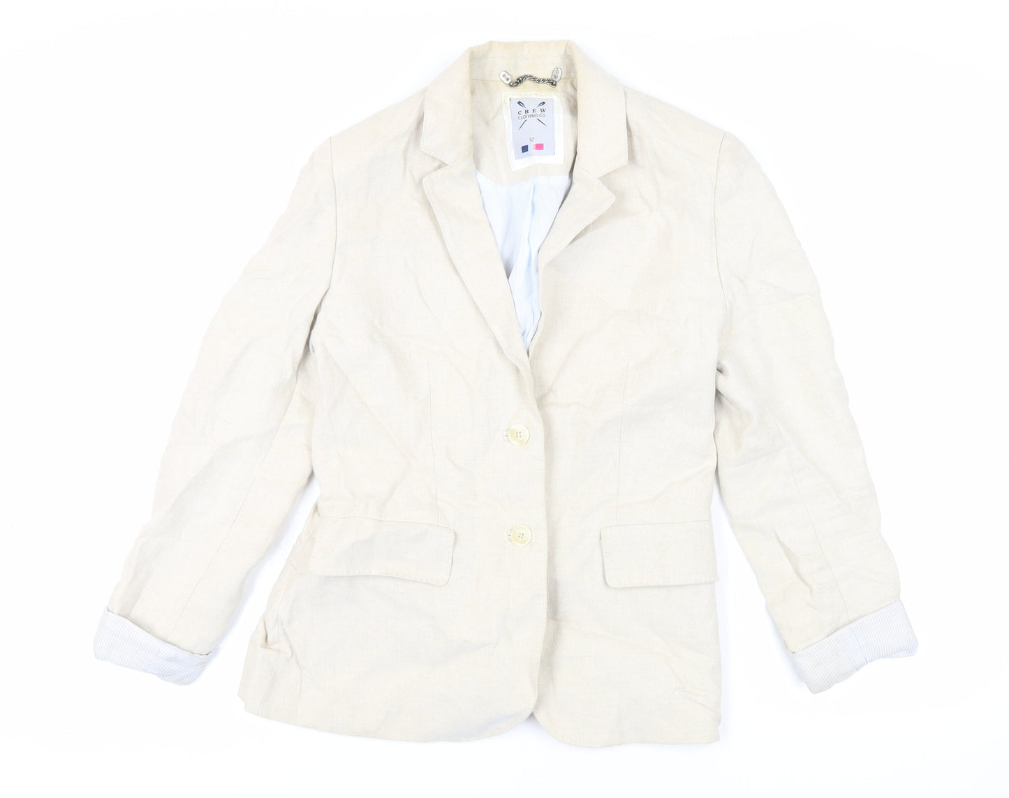 Crew Clothing Womens Beige Jacket Blazer Size 12 Button