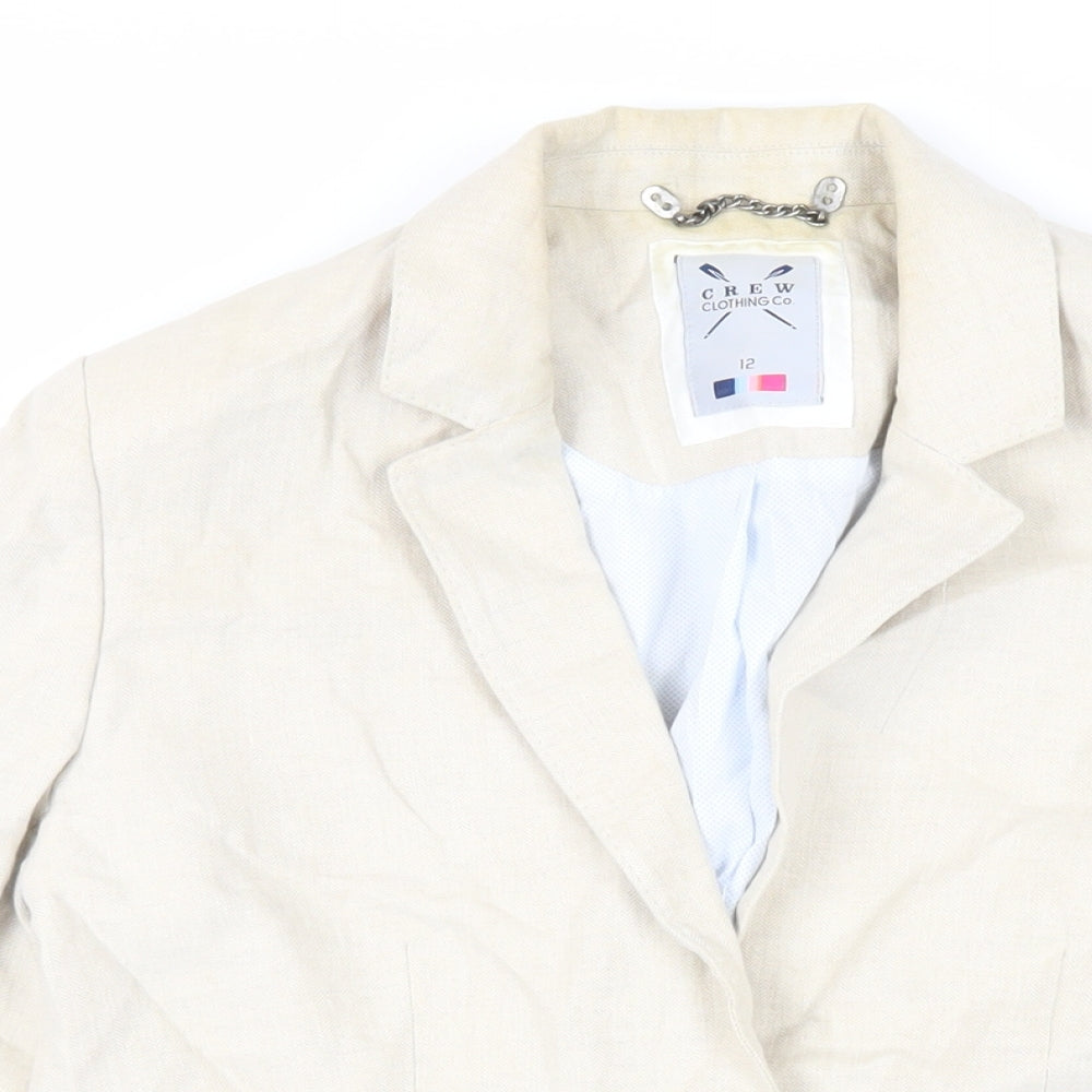 Crew Clothing Womens Beige Jacket Blazer Size 12 Button