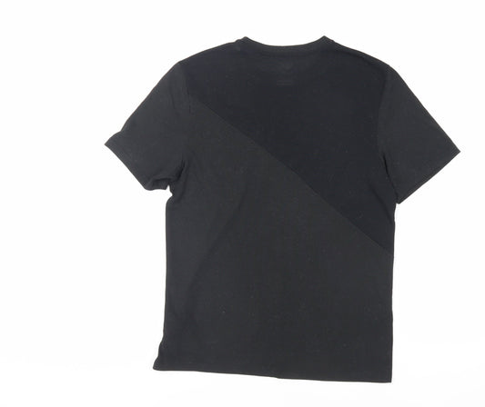 Reebok Mens Black Polyester T-Shirt Size S Crew Neck - Logo