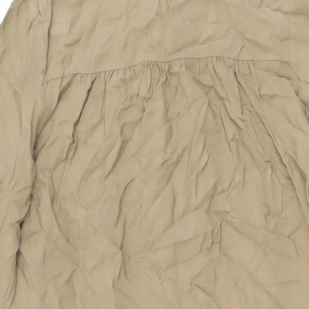 Brand and care label for Autograph women’s beige viscose shift, size UK 8, round neck button