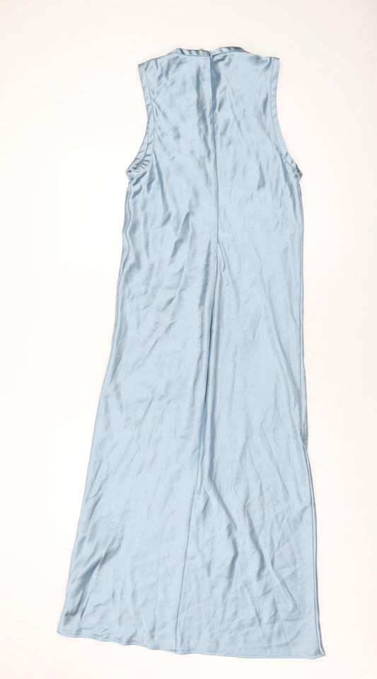 Zara Womens Blue Polyester Maxi Size M Round Neck Zip