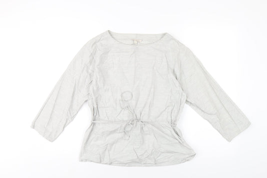 Gap Womens Grey Cotton Basic T-Shirt Size S Boat Neck