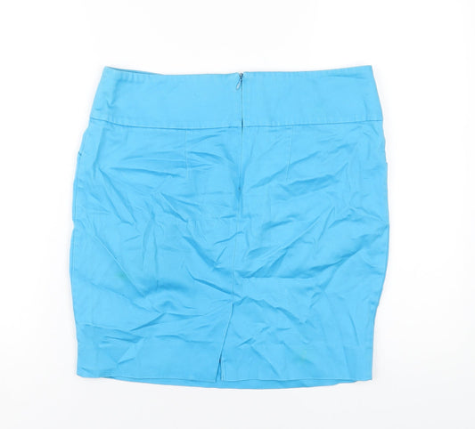 Red Herring Womens Blue Cotton Straight & Pencil Skirt Size 12 Zip