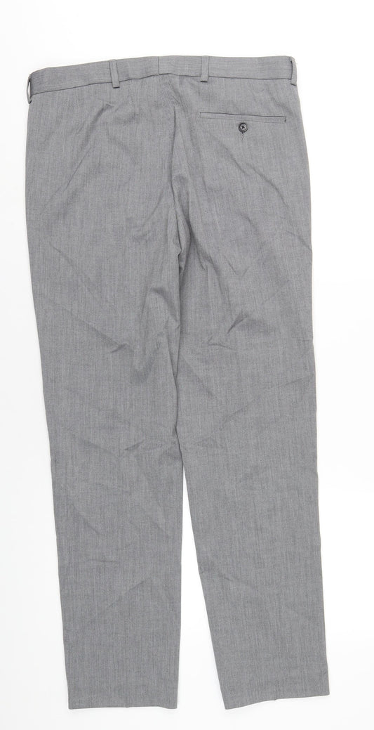Marks and Spencer Mens Grey Polyester Tuxedo Suit Trousers Size 34 Regular