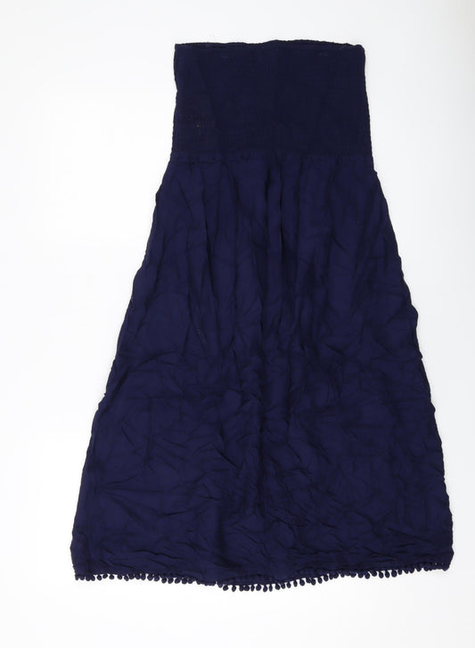 Marks and Spencer Womens Blue Viscose A-Line Size 12 Off the Shoulder Pullover