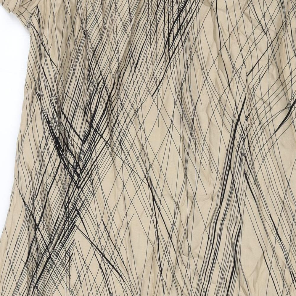 Brand and care label for Autograph women’s beige geometric viscose a-line, size UK 16, round neck pullover