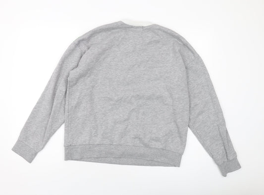 Pull&Bear Mens Grey Polyester Pullover Sweatshirt Size S